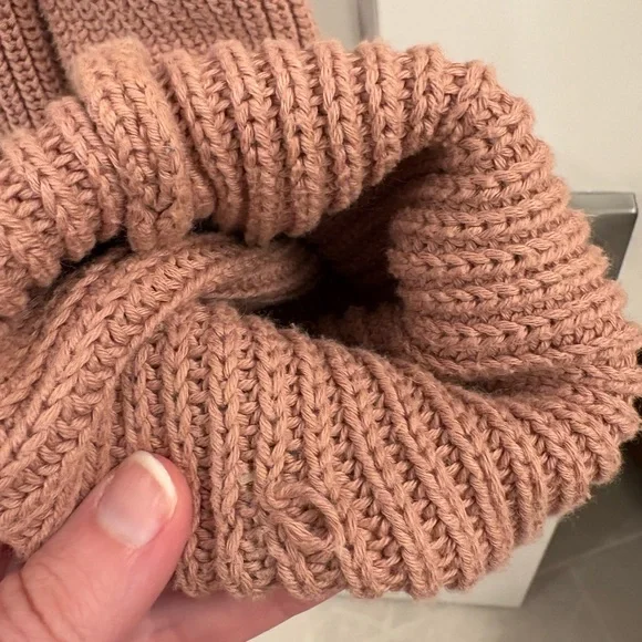 Jenni Kayne Dusty Rose Fisherman Knit Cotton Crew Neck Sweater Tag Size Large - Picture 7 of 14